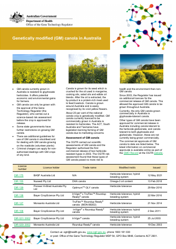 Genetically Modified GM Canola In Australia Office Of The Gene Genetically Modified GM Canola In Australia Office Of The Gene