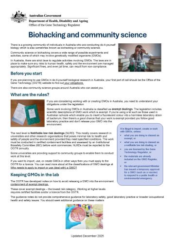 Resources | Office of the Gene Technology Regulator